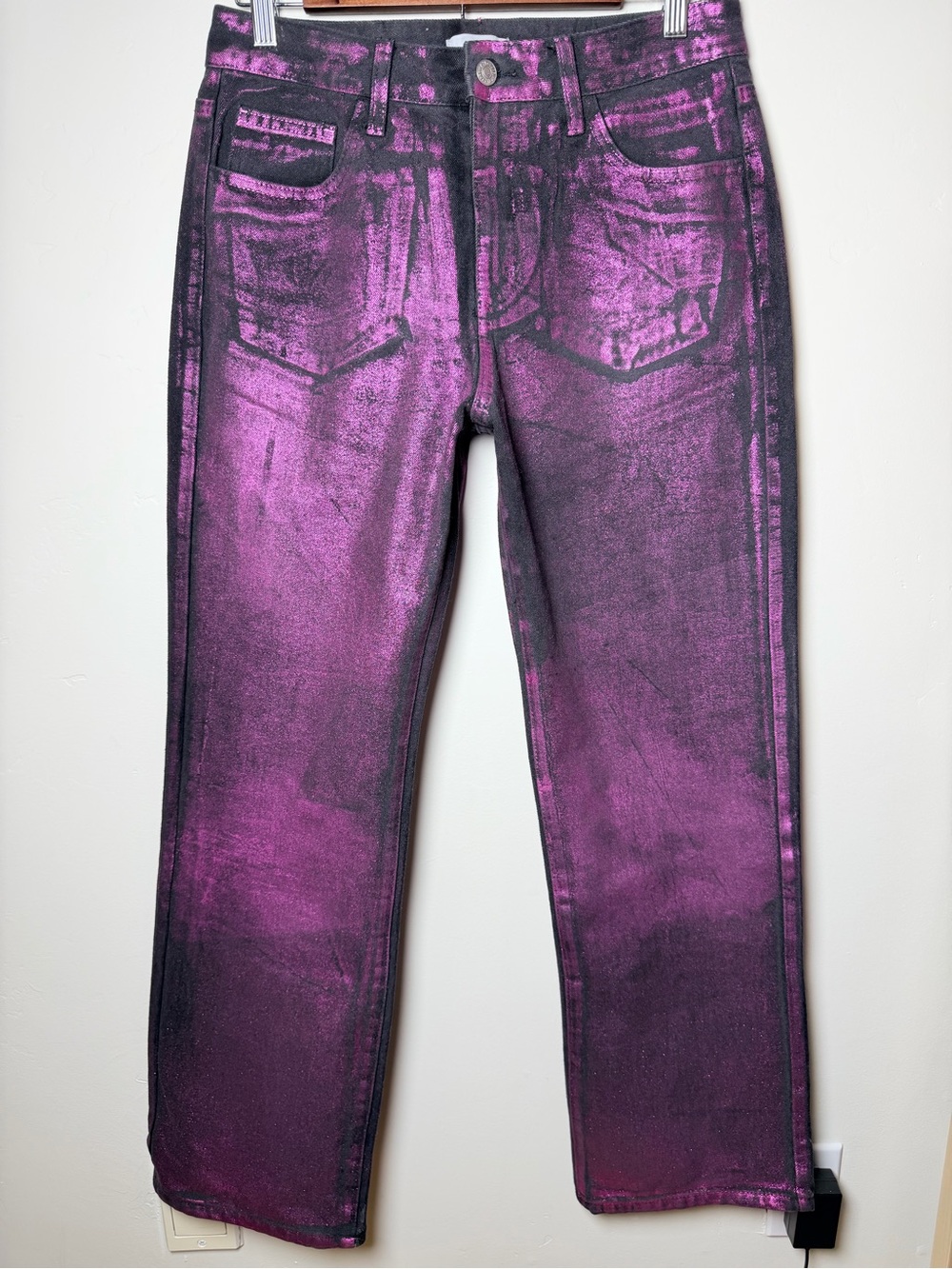 Forever 21 Shimmering Pink Straight Leg Pants Set Top Metallic Shine matching L - Picture 6 of 12
